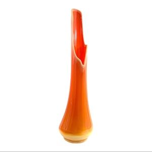 VTG LE Smith MCM Orange Ombré Slag Glass Vase